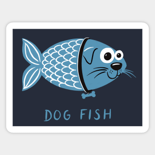 Funny Dog Fish with Bone Collar Sticker